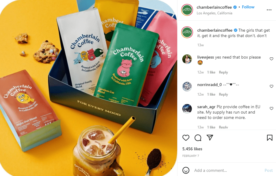 chamberlain coffee instagram post