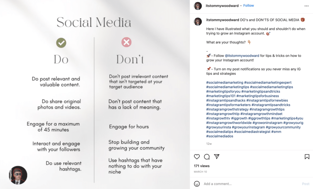 DOs and DON'Ts in social media
